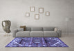 Machine Washable Persian Blue Traditional Rug in a Living Room, wshtr3123blu