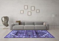 Machine Washable Persian Blue Traditional Rug, wshtr3123blu