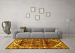 Machine Washable Persian Yellow Traditional Rug in a Living Room, wshtr3123yw