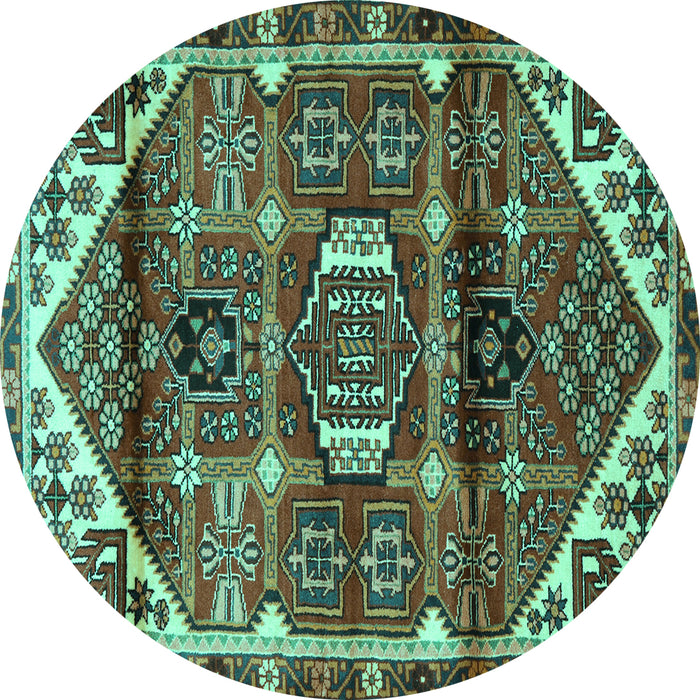 Round Machine Washable Persian Turquoise Traditional Area Rugs, wshtr3123turq