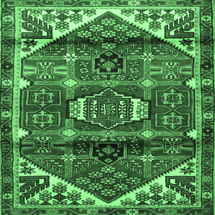 Square Machine Washable Persian Emerald Green Traditional Area Rugs, wshtr3123emgrn