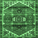 Square Machine Washable Persian Emerald Green Traditional Area Rugs, wshtr3123emgrn