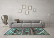 Machine Washable Persian Light Blue Traditional Rug in a Living Room, wshtr3123lblu