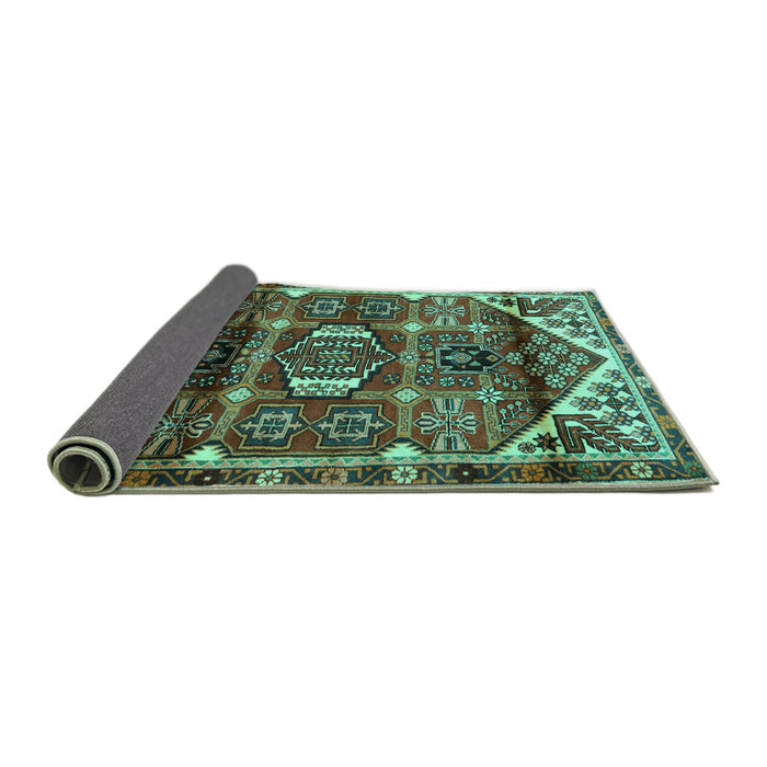 Sideview of Persian Turquoise Traditional Rug, tr3123turq