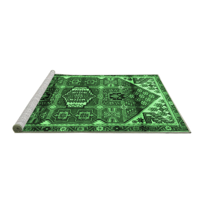 Sideview of Machine Washable Persian Emerald Green Traditional Area Rugs, wshtr3123emgrn