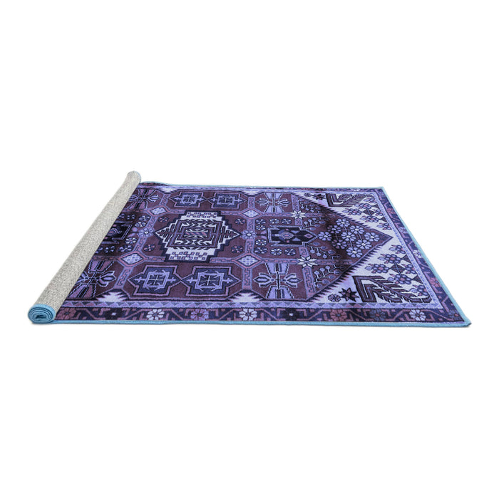 Sideview of Machine Washable Persian Blue Traditional Rug, wshtr3123blu
