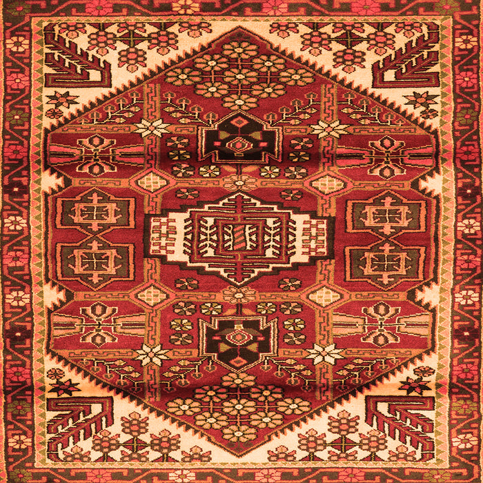 Round Machine Washable Persian Orange Traditional Area Rugs, wshtr3123org