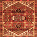 Round Machine Washable Persian Orange Traditional Area Rugs, wshtr3123org