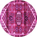 Round Persian Pink Traditional Rug, tr3123pnk