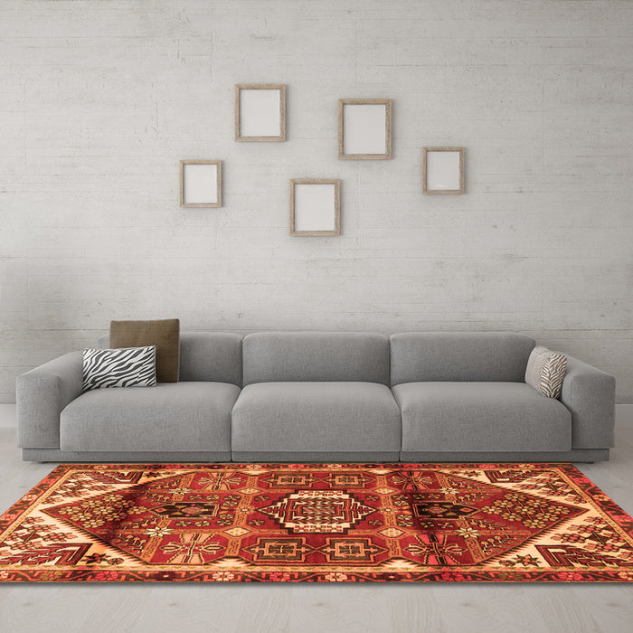 Machine Washable Persian Orange Traditional Area Rugs in a Living Room, wshtr3123org