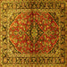 Square Medallion Yellow Traditional Rug, tr3124yw