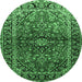 Round Medallion Emerald Green Traditional Rug, tr3124emgrn