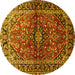 Round Medallion Yellow Traditional Rug, tr3124yw