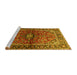 Sideview of Machine Washable Medallion Yellow Traditional Rug, wshtr3124yw