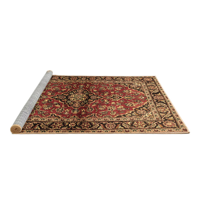 Sideview of Machine Washable Medallion Brown Traditional Rug, wshtr3124brn