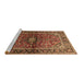 Sideview of Machine Washable Medallion Brown Traditional Rug, wshtr3124brn
