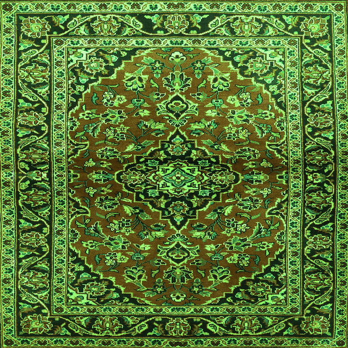 Serging Thickness of Medallion Green Traditional Rug, tr3124grn