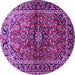 Round Medallion Purple Traditional Rug, tr3124pur