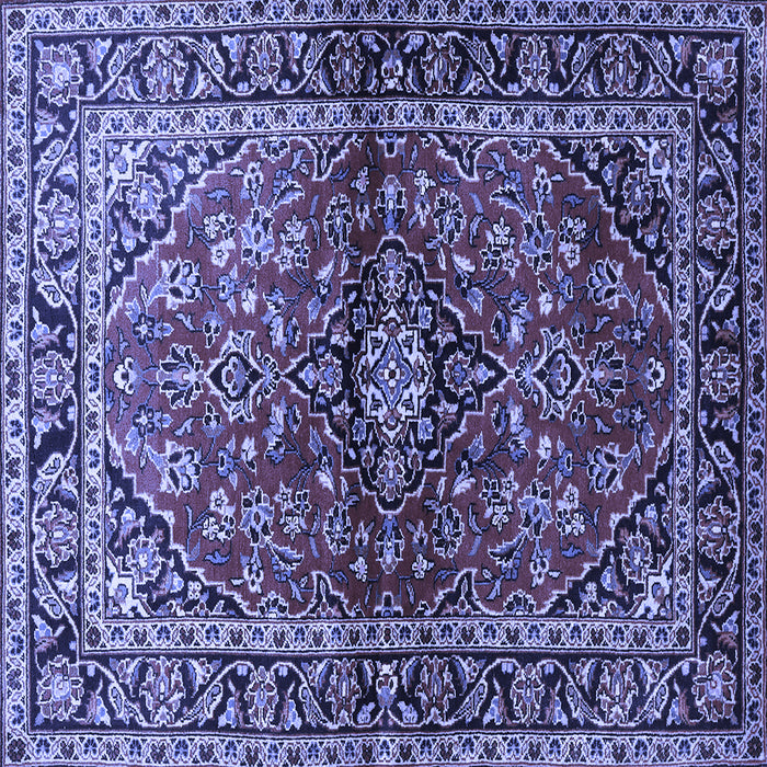 Square Machine Washable Medallion Blue Traditional Rug, wshtr3124blu
