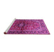 Sideview of Machine Washable Medallion Pink Traditional Rug, wshtr3124pnk