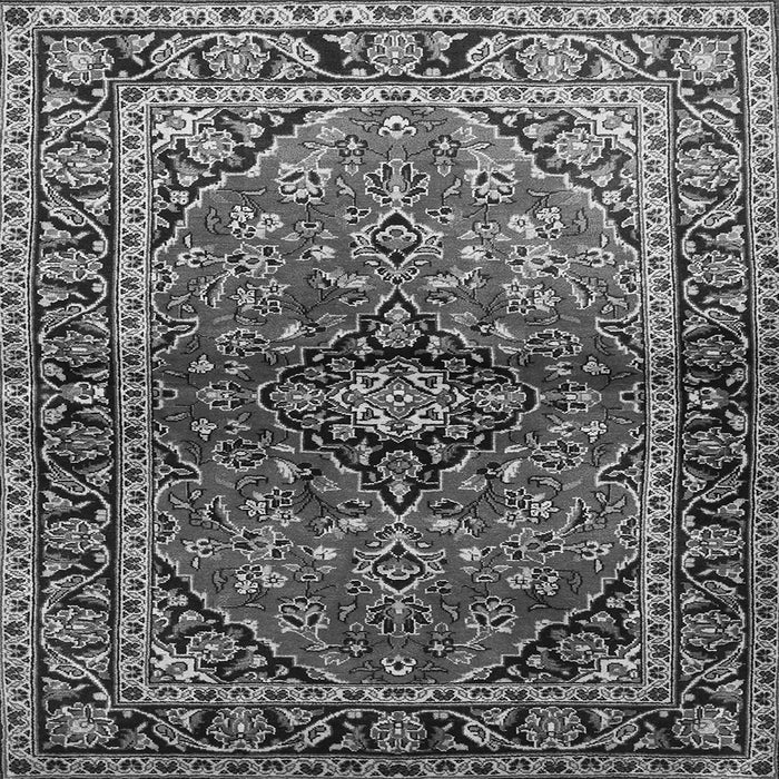Round Machine Washable Medallion Gray Traditional Rug, wshtr3124gry