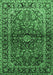 Machine Washable Medallion Emerald Green Traditional Area Rugs, wshtr3124emgrn