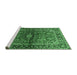 Sideview of Machine Washable Medallion Emerald Green Traditional Area Rugs, wshtr3124emgrn
