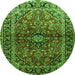 Square Medallion Green Traditional Rug, tr3124grn