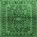 Square Medallion Emerald Green Traditional Rug, tr3124emgrn