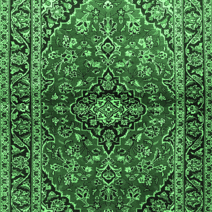 Medallion Emerald Green Traditional Rug, tr3124emgrn