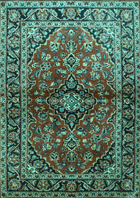 Medallion Turquoise Traditional Rug, tr3124turq