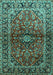 Machine Washable Medallion Turquoise Traditional Area Rugs, wshtr3124turq