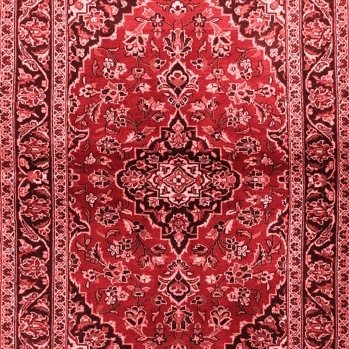 Machine Washable Medallion Red Traditional Rug, wshtr3124red