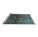 Sideview of Machine Washable Medallion Light Blue Traditional Rug, wshtr3124lblu