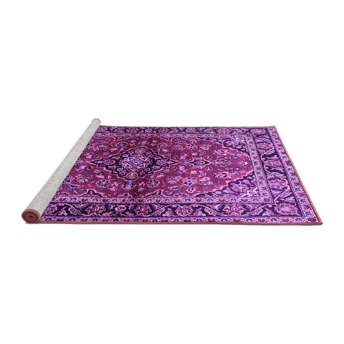 Sideview of Machine Washable Medallion Purple Traditional Area Rugs, wshtr3124pur