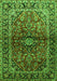 Serging Thickness of Machine Washable Medallion Green Traditional Area Rugs, wshtr3124grn