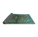 Sideview of Medallion Turquoise Traditional Rug, tr3124turq