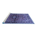 Sideview of Machine Washable Medallion Blue Traditional Rug, wshtr3124blu