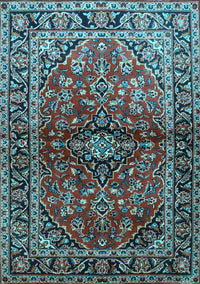 Medallion Light Blue Traditional Rug, tr3124lblu