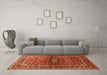 Machine Washable Medallion Orange Traditional Area Rugs in a Living Room, wshtr3124org