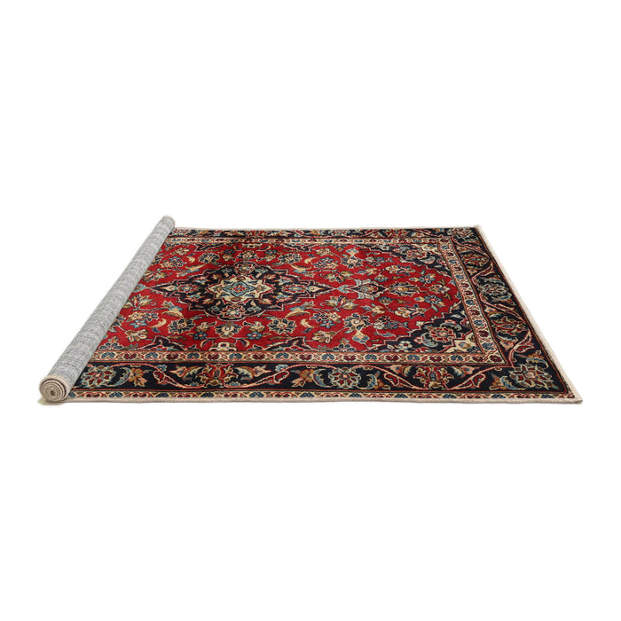 Sideview of Machine Washable Traditional Saffron Red Rug, wshtr3125