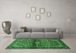 Machine Washable Medallion Emerald Green Traditional Area Rugs in a Living Room,, wshtr3125emgrn