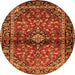 Square Medallion Orange Traditional Rug, tr3125org