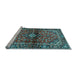 Sideview of Machine Washable Medallion Light Blue Traditional Rug, wshtr3125lblu