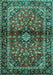 Machine Washable Medallion Turquoise Traditional Area Rugs, wshtr3125turq