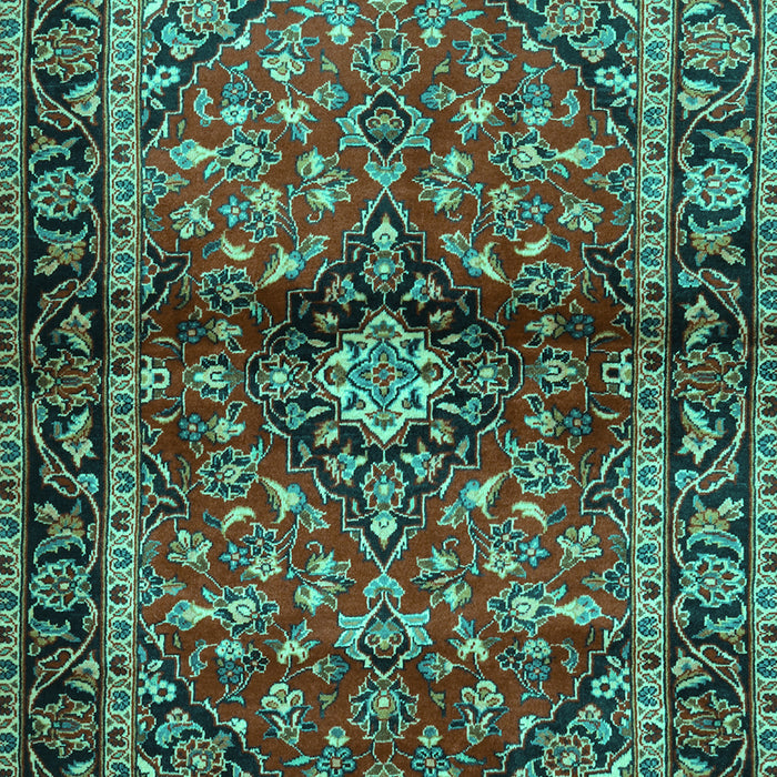 Machine Washable Medallion Turquoise Traditional Area Rugs, wshtr3125turq