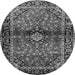 Machine Washable Medallion Gray Traditional Rug, wshtr3125gry