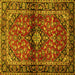 Square Medallion Yellow Traditional Rug, tr3125yw