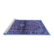 Sideview of Machine Washable Medallion Blue Traditional Rug, wshtr3125blu