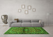 Machine Washable Medallion Green Traditional Area Rugs in a Living Room,, wshtr3125grn